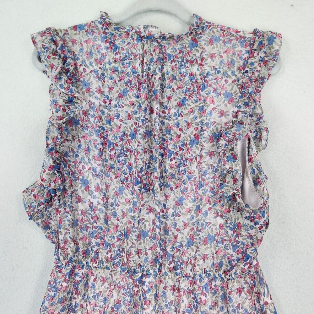 BB Dakota Dress Womens Large Blue Pink Floral Ruffle Tiered Maxi Peasant Cottage - Picture 13 of 13